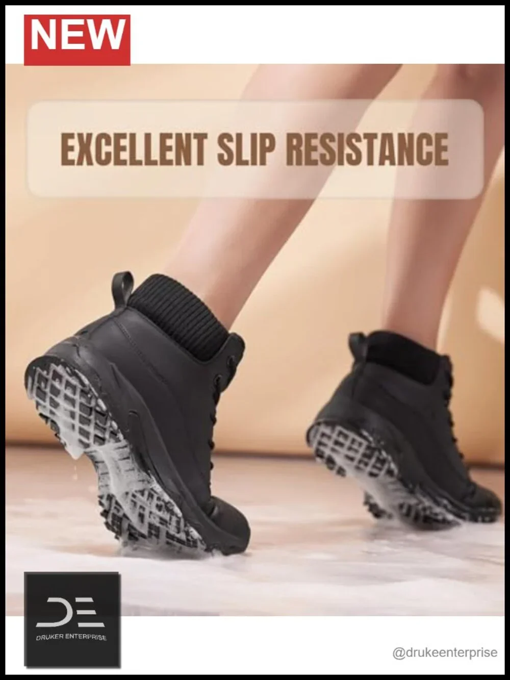 Non Slip Work Boots Women Slip Resistant Waterproof Faux Leather Ankle Boots